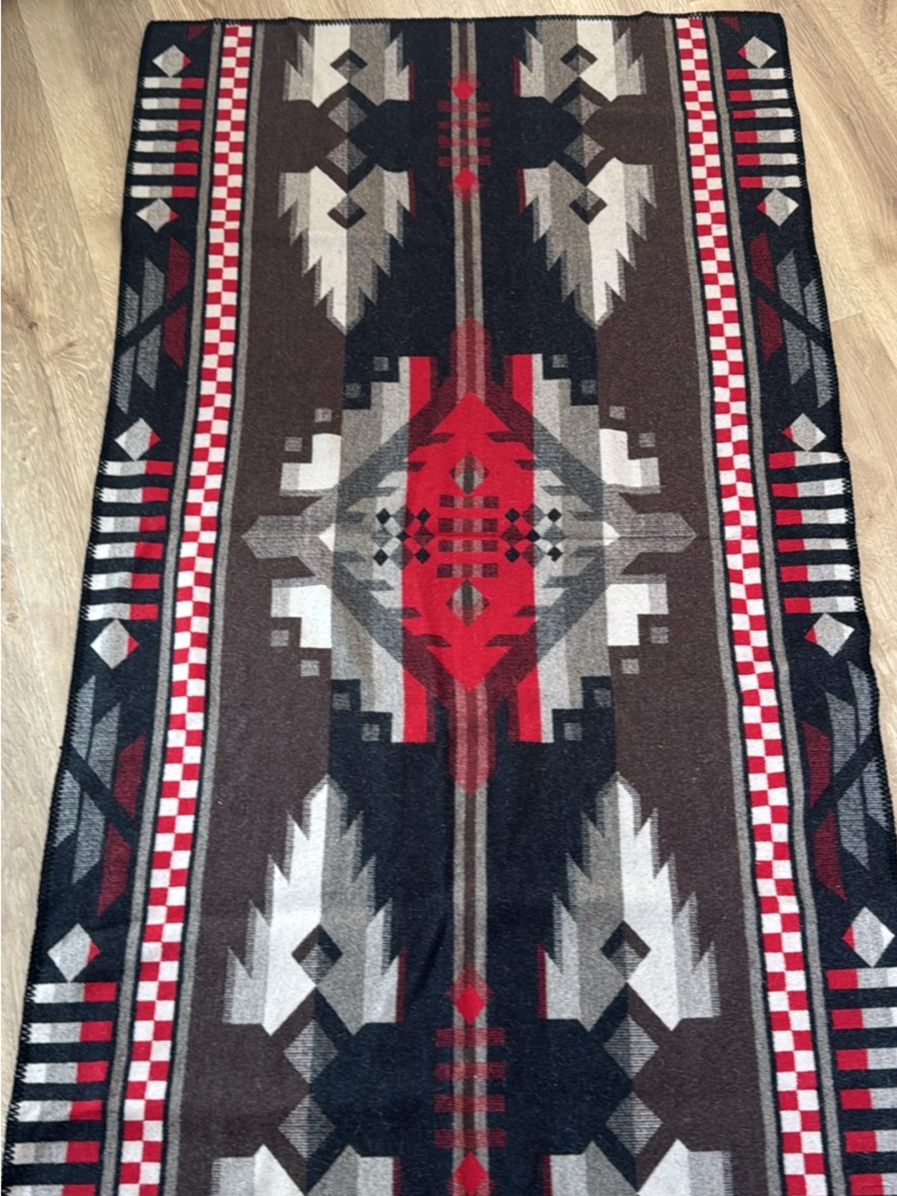 Southwestern Geometric Throw Blanket in Red and Brown